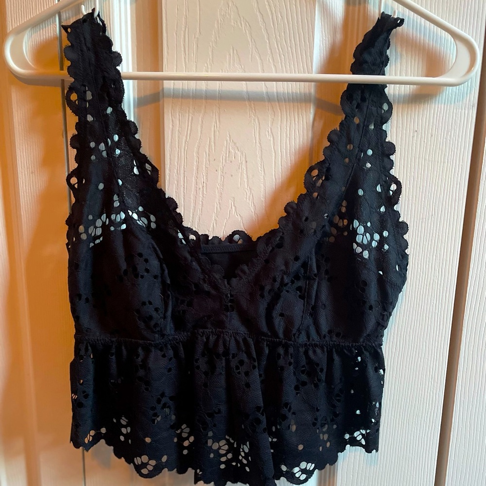Black lace crop top from Aerie